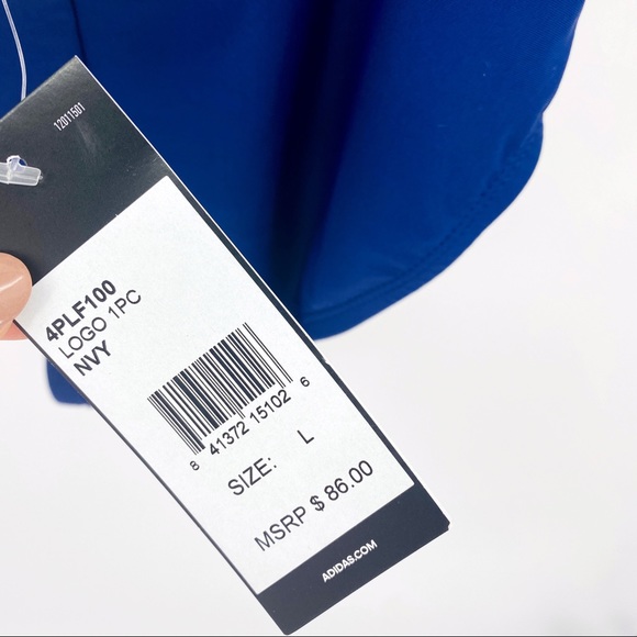 NWT Adidas Core Logo 3 Stripe One Piece Swim Blue - Picture 6 of 11